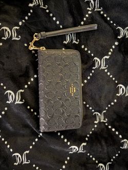 Coach Black Leather Signature Zip Wallet