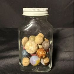 Assorted Jar of Marbles. Antique Clay and Glass