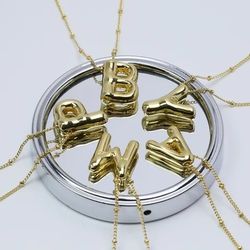 Hip Hop Balloon Letter Iced Out  Initial Letter Pendant. 