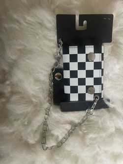 Checkered Trifold Chain Wallet