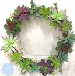 Handmade Pastel Faux 12” Succulent Wreath