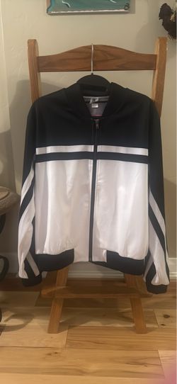 Black and White Track Jacket Full Zip