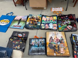 Various comic con bags