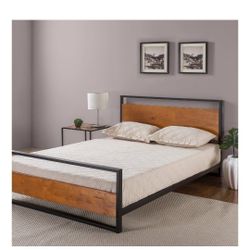 King Platform Bed Frame + Mattress