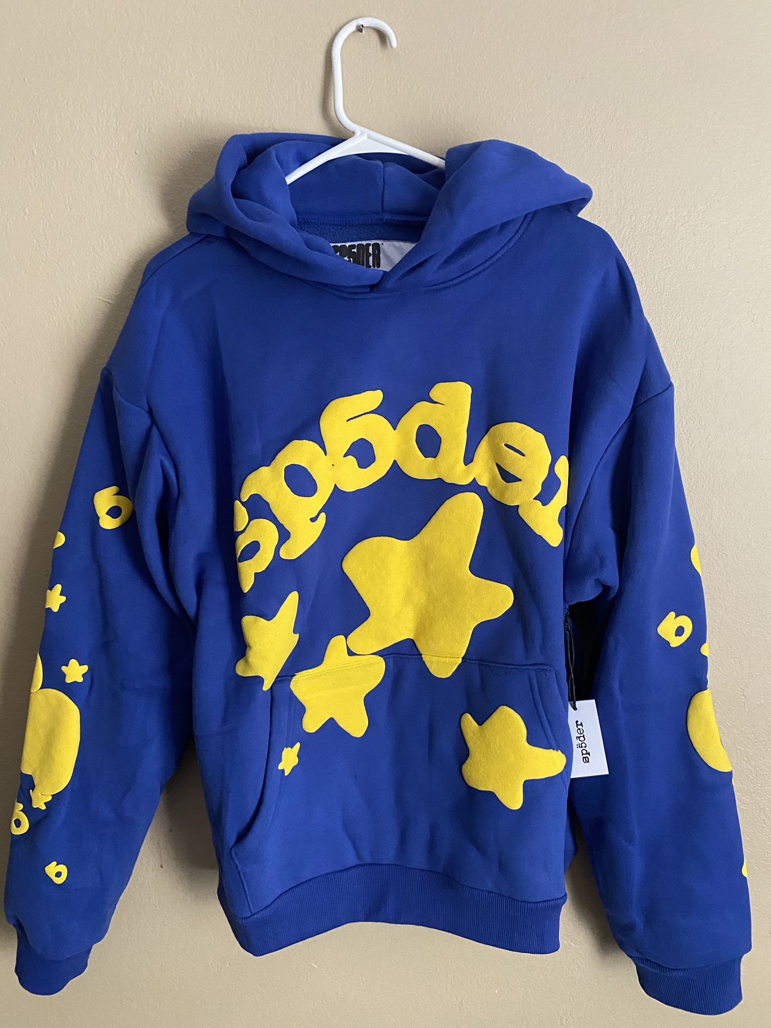 blue sp5der worldwide hoodie