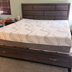 King size bed with frame and mattress