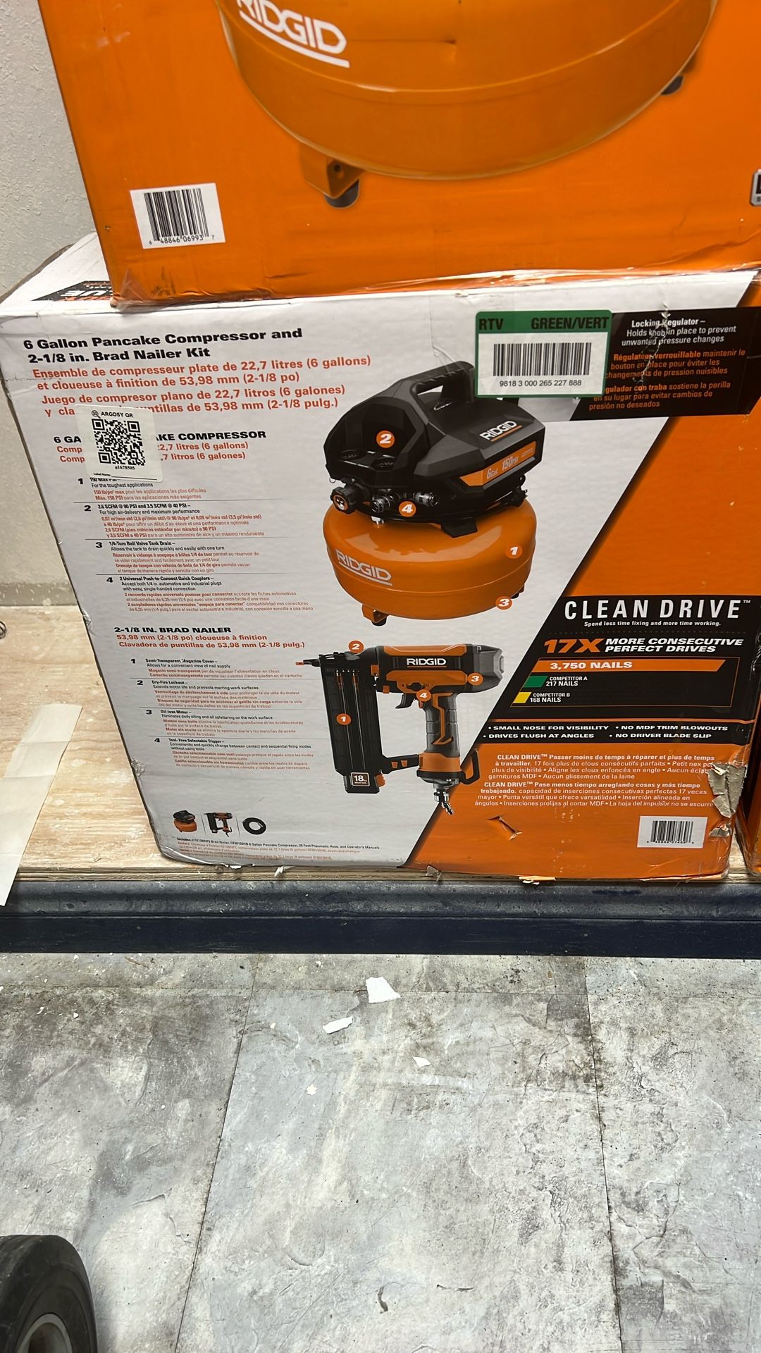 Milwaukee Dewalt Ryobi Ridgid 6 Gallon Pancake Compressor With Nail Gun