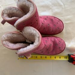 Ugg Australia Joleigh Pink Glitter Bows Short Girl Boots Sz 4 US