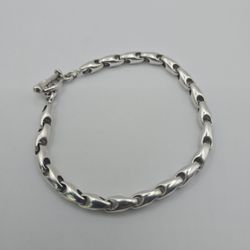Sterling Silver 925 Link Bracelet Toggle Clasp 7.5" 19.3 Grams