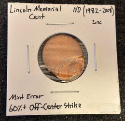 1 cent USA Lincoln memorial cent error