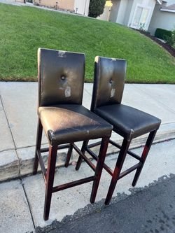 Set of 2 Black Faux Leather Bar Stools