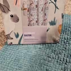 Easter Shower Curtain With Two Matching Rugs