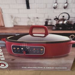 Chef's Counter 3L Electric Slow Cooker Red Non-Stick Easy Clean Cool Touch