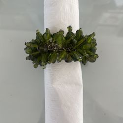 9 Green Beaded Napkin Rings
