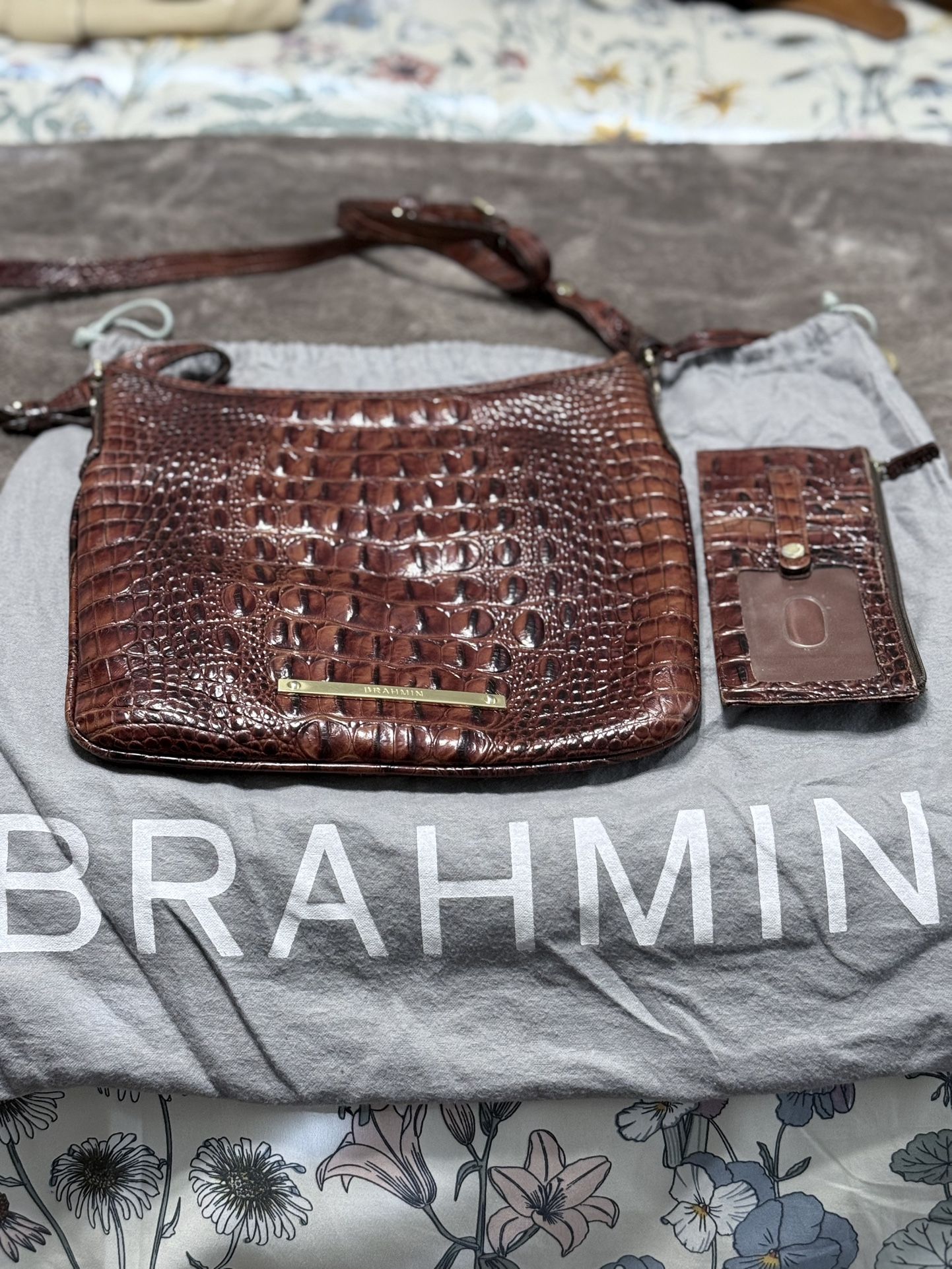 Burgundy Brahmin Small Crossbody With Card Wallet