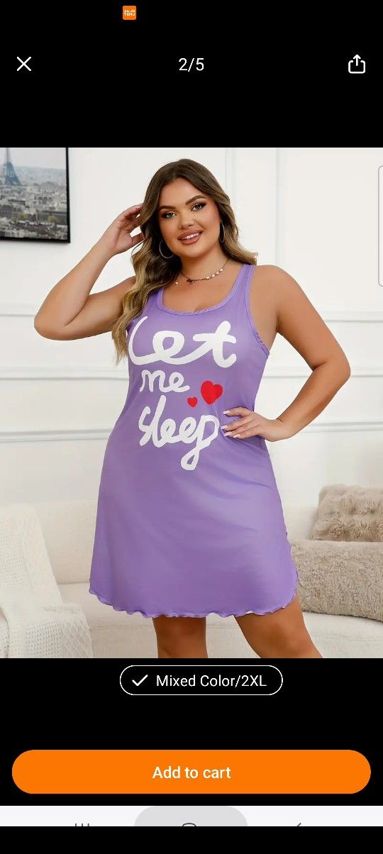 Women's Plus Size Cute Sleepwear Nightgown XXL