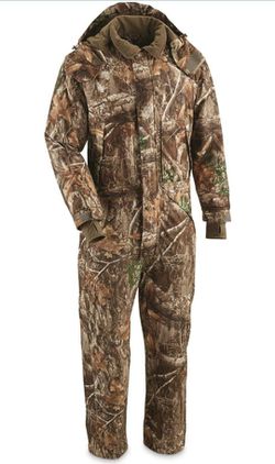 Guide Gear Men's Dry Waterproof Hunting Coveralls with Hood, Insulated Camo Hunt Overalls