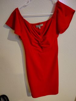 Bailey Blue Red Twist-Front Off-The-Shoulder Mini Dress