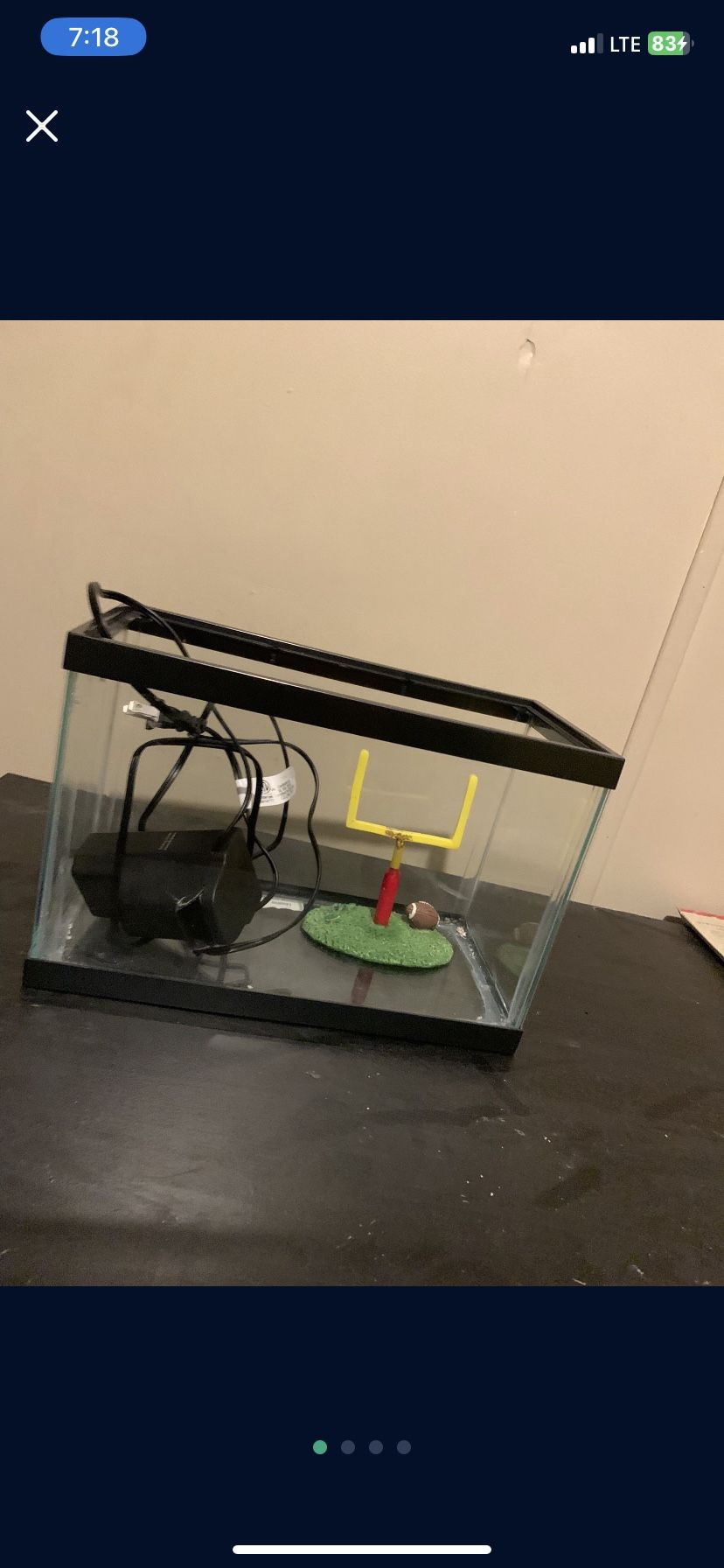 2.5 gallon tank with decor and water filter