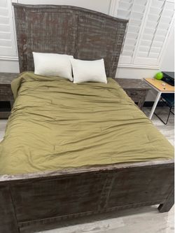 Queen bed frame with two night stands