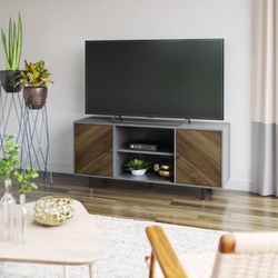 Twin Star Home 54 in. Pure Gray TV Stand with 2 Shelves fits TVs up to 60 in.