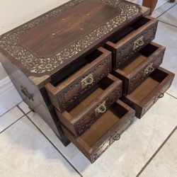 Antique Anglo Indian Brass Chest- 16”Lx10”Wx13”H