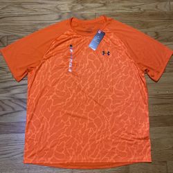 Under Armour HeatGear The Tech Tee T-Shirt Orange Camo Men’s Sz XXL New! 
