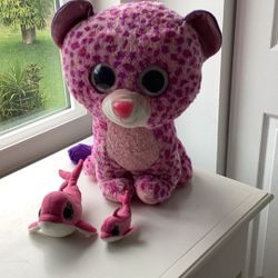 REDUCED FOR YOU, LIKE NEW Giant Ty Beanie Boo Dolphin Mom And Baby 