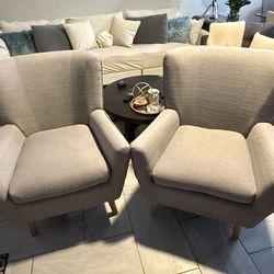 Pair of grey accent arm chair sofa
