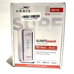 Arris SB6183 Surfboard DOCSIS Speed 3.0 Internet Cable Modem 400 Mbps White 