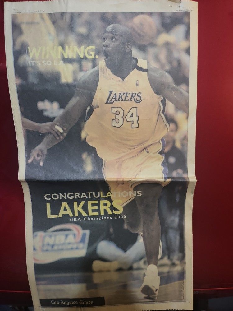 Lakers 2000 CHAMPIONSHIP GAME 6- L.A TIMES News Paper- Original
