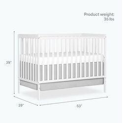 Dream On Me Synergy 5-in-1 Convertible Full-Size Baby Crib with Milliard Memory Foam Crib Mattress