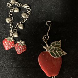 Strawberry charm bracelet and Apple charm large