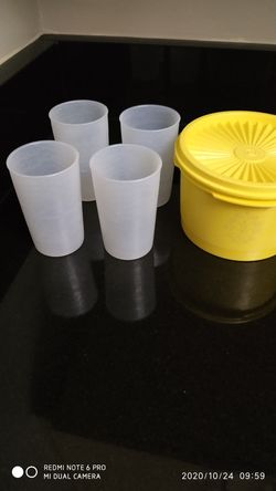 Tupperware big box, glasses and small box