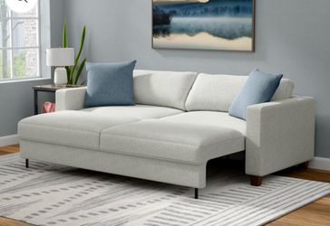Ashley Large sofa soft gray chenille fabric with pull out sleeper sofa bed
