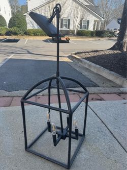 Modern Black Lantern Pendant Light Fixture – 4-Light Chandelier