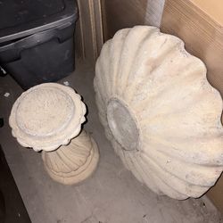 RARE  Signed Concrete Pedestal BIRD BATH