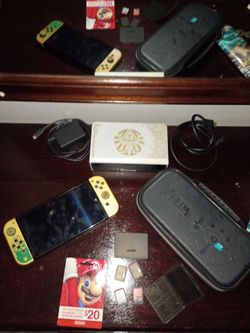 Nintendo Switch Zelda TOTK edition with accessories