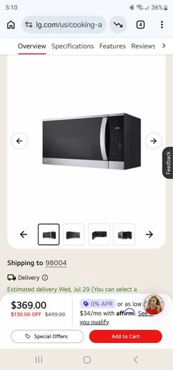 Microwave - LG ThinQ - over the range - stainless steel