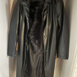Faux leather jacket + removable fur