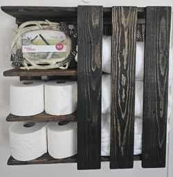 Handmade out of reclaimed wood farmhouse style floating shelf, bathroom storage, towel holder