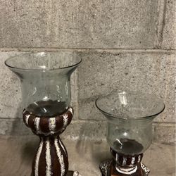 Rustic Candleholder/vase set