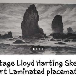 Vintage Lloyd Harting Sketch Art Laminated Placemats
