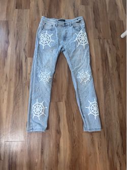Blue Rimestoned Slim Jeans