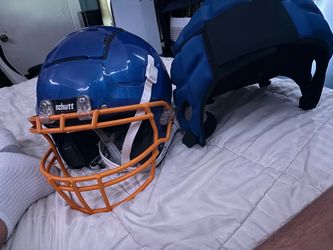 Schutt Football Helmet Blue with Orange Facemask