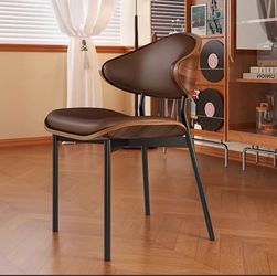 Modern Dining Chair with Leather Seat