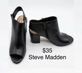 Black Steve Madden Maddison Open Toe Ankle Boots - Size 6
