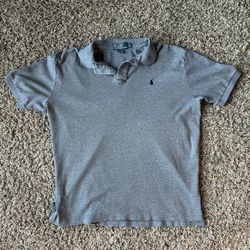 Ralph Lauren Polo Shirt, Men’s Large Size, 100% Cotton, Gray Color, Casual Fit