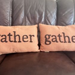 2 Bright Orange Accent Pillows Decor