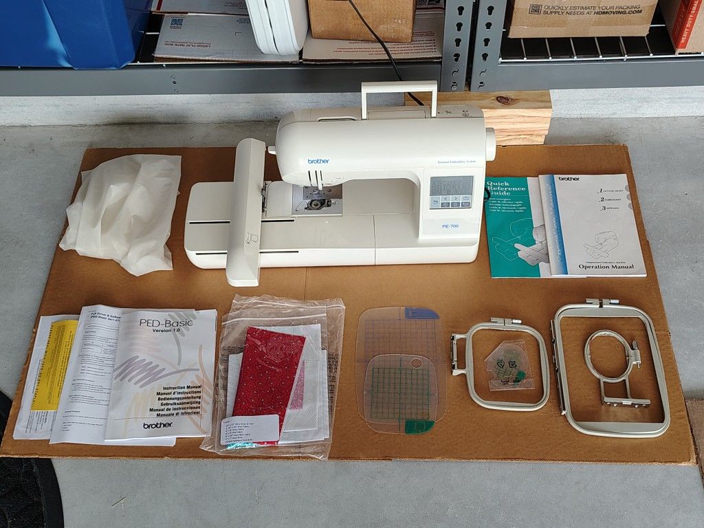 Brother PE700 Embroidery Machine with Hoops, Manuals, etc. - READ